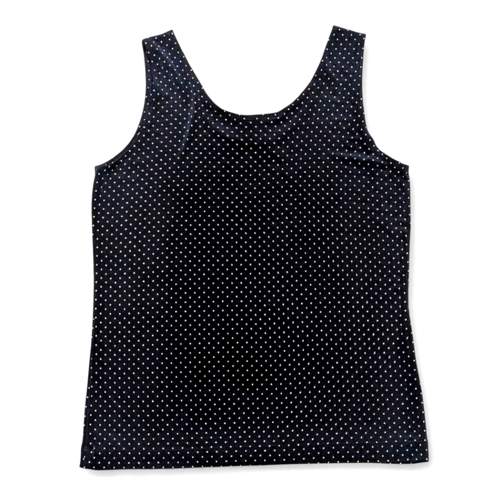 Chico's Dark Blue Black White Polka Dot Tank Top Size‎ 1 Sleeveless Blouse - Picture 2 of 8